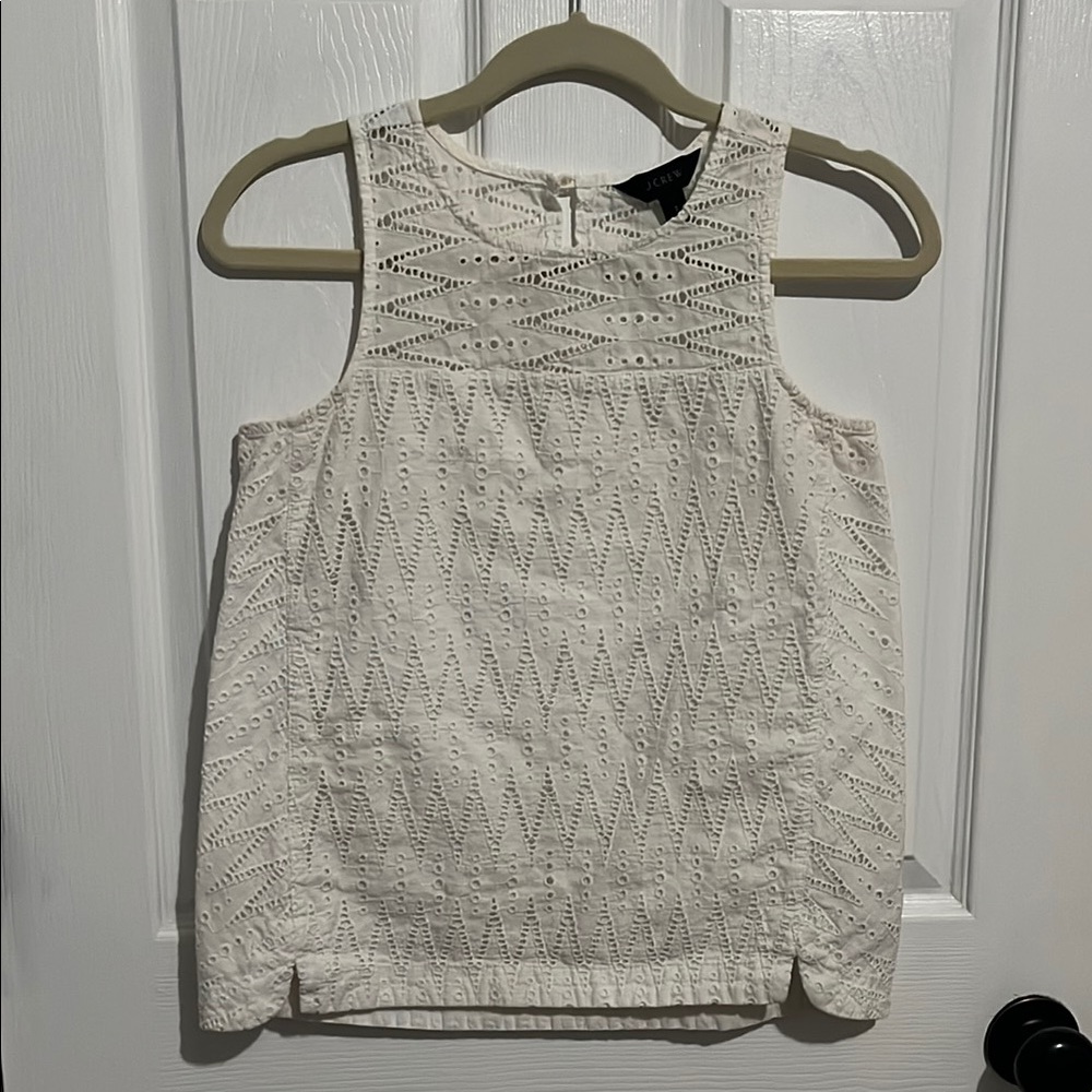 J. Crew White Eyelet Sleeveless Top
